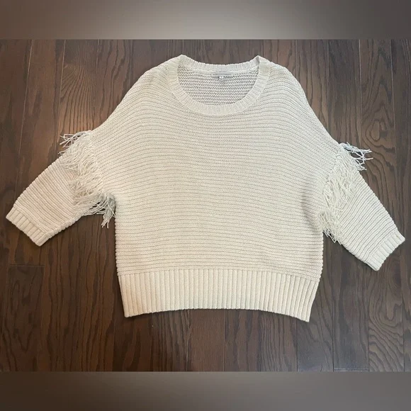 REBECCA MINKOFF IVORY COTTON BLEND SWEATER SIZE LARGE